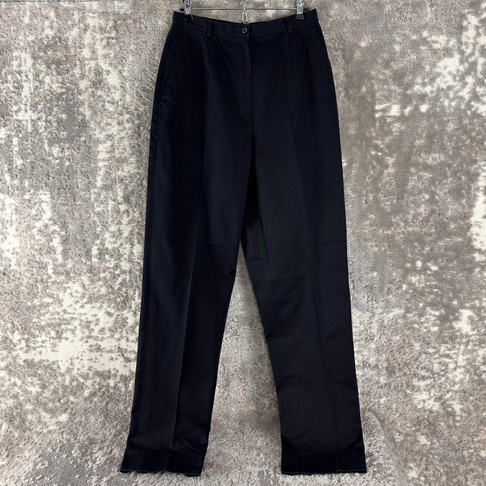 Lands End Tall Size 10T Minimalist Career Straight Leg Pants Black Button Zip